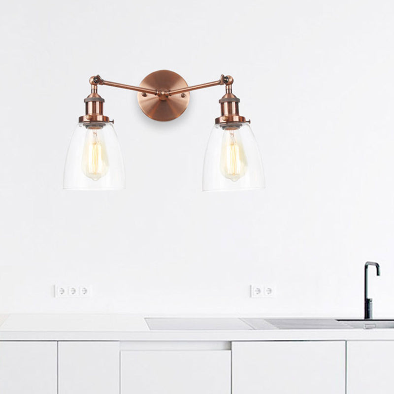 Verjüngte klare Glaswandlampe Industrie 2 Lichter Innenleuchten in Schwarz/Bronze/Messing innenleuchten