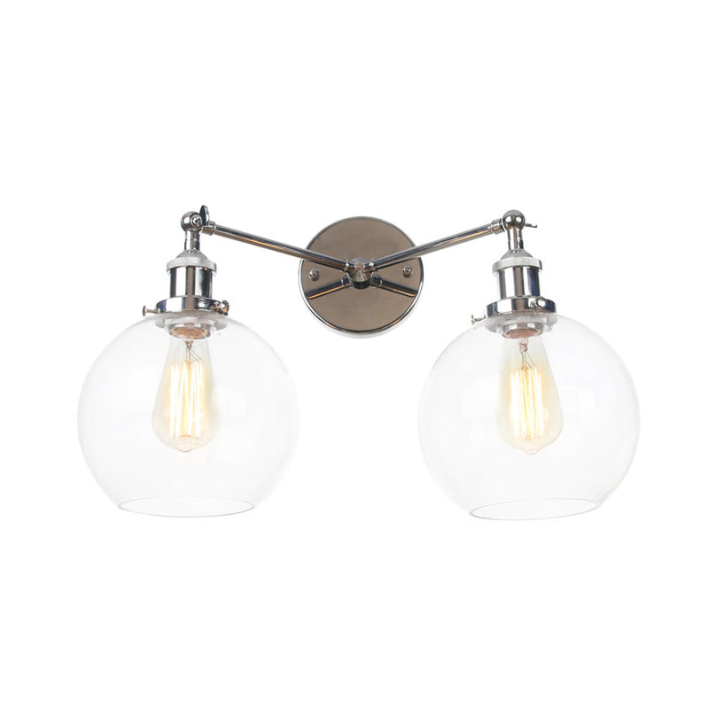Schwarz/Chrom/Kupfer 2 Lichter Wandmontage Light Bauernhaus Globe Leuchten für Wohnzimmer