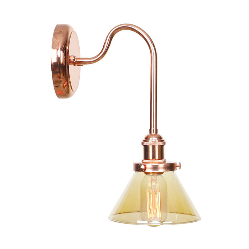 1 Côté Cone Light Light Light Vintage Clear / Amber Glass Wall Éclairage d'éclairage pour le salon