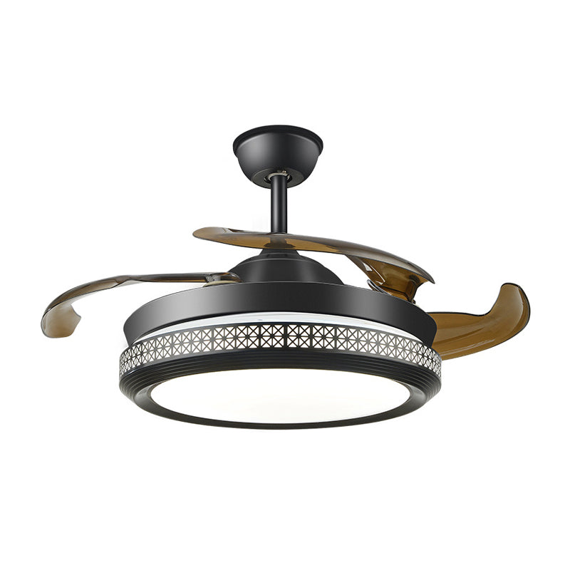 16 "/19.5" W Round Living Cound Light Light Minimalist Acrylic LED Semi Flush Mounting en negro, control remoto/control remoto y control de pared