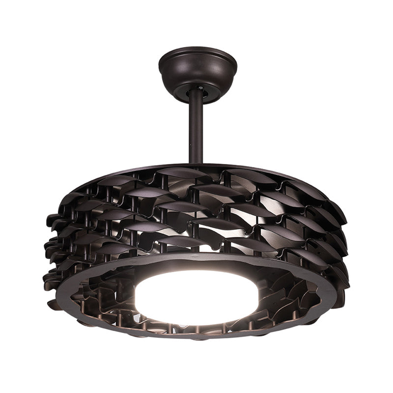 Luce ventilatore a soffitto circolare a LED tradizionale bianco/oro/caffè acrilico Semi -filo per soggiorno per soggiorno