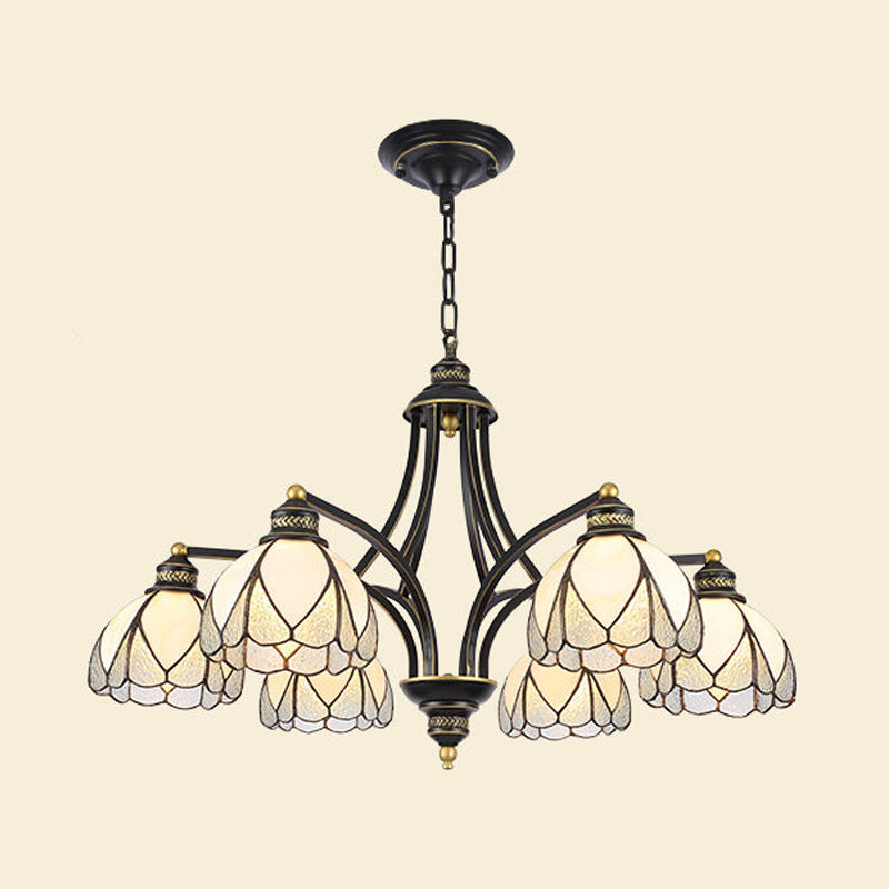 Lampadario a soffitto smerlato 3/6/8 luci colorate in vetro illuminazione a sospensione Tiffany in rosso/giallo per soggiorno