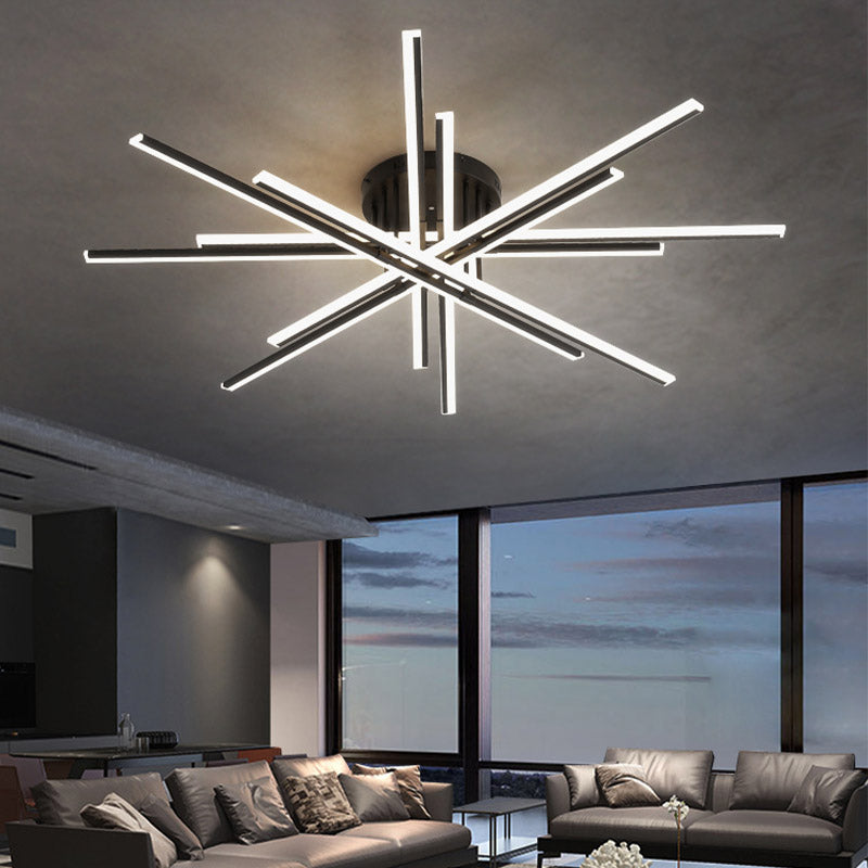 New Modern Linear Sputnik Flush Mount Ceiling Light Aluminum Living Room Flush Light