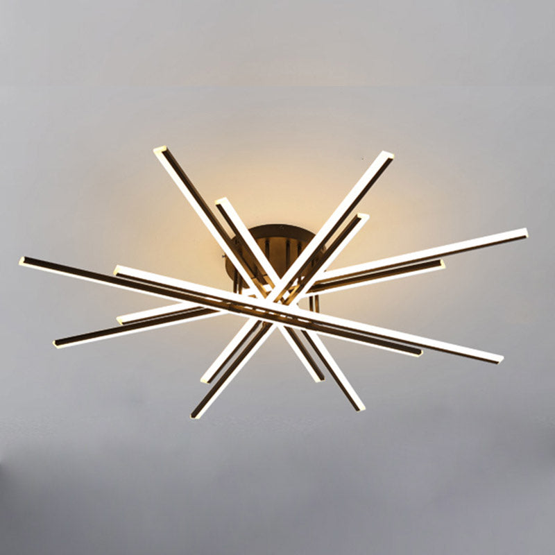 New Modern Linear Sputnik Flush Mount Ceiling Light Aluminum Living Room Flush Light