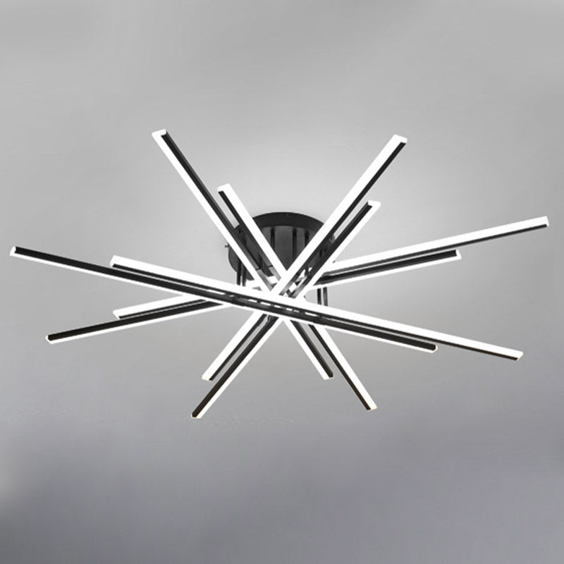 New Modern Linear Sputnik Flush Mount Ceiling Light Aluminum Living Room Flush Light