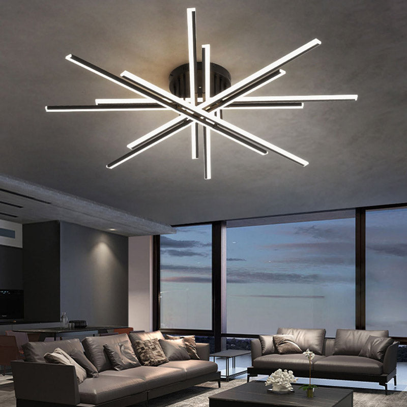 New Modern Linear Sputnik Flush Mount Ceiling Light Aluminum Living Room Flush Light