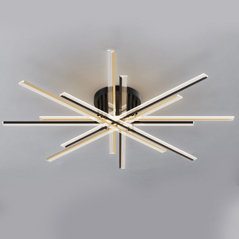 New Modern Linear Sputnik Flush Mount Ceiling Light Aluminum Living Room Flush Light