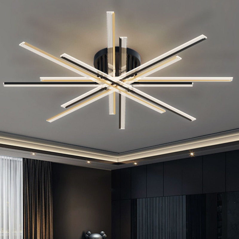 New Modern Linear Sputnik Flush Mount Ceiling Light Aluminum Living Room Flush Light