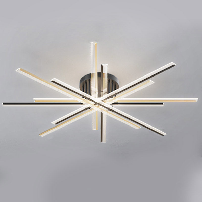 New Modern Linear Sputnik Flush Mount Ceiling Light Aluminum Living Room Flush Light
