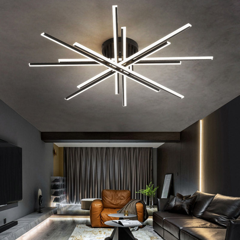 New Modern Linear Sputnik Flush Mount Ceiling Light Aluminum Living Room Flush Light