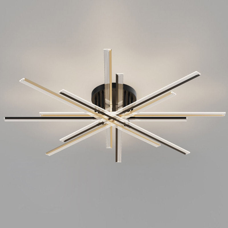 New Modern Linear Sputnik Flush Mount Ceiling Light Aluminum Living Room Flush Light