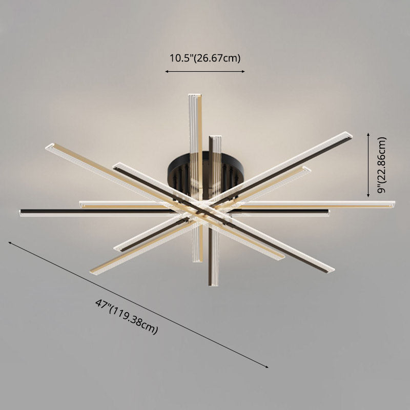 New Modern Linear Sputnik Flush Mount Ceiling Light Aluminum Living Room Flush Light
