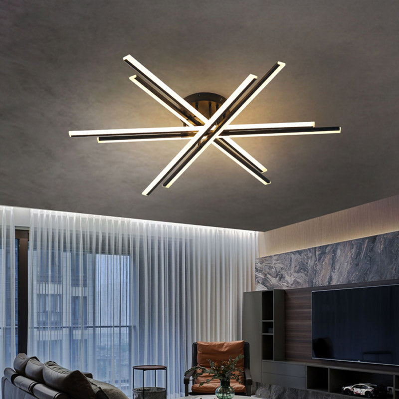 New Modern Linear Sputnik Flush Mount Ceiling Light Aluminum Living Room Flush Light