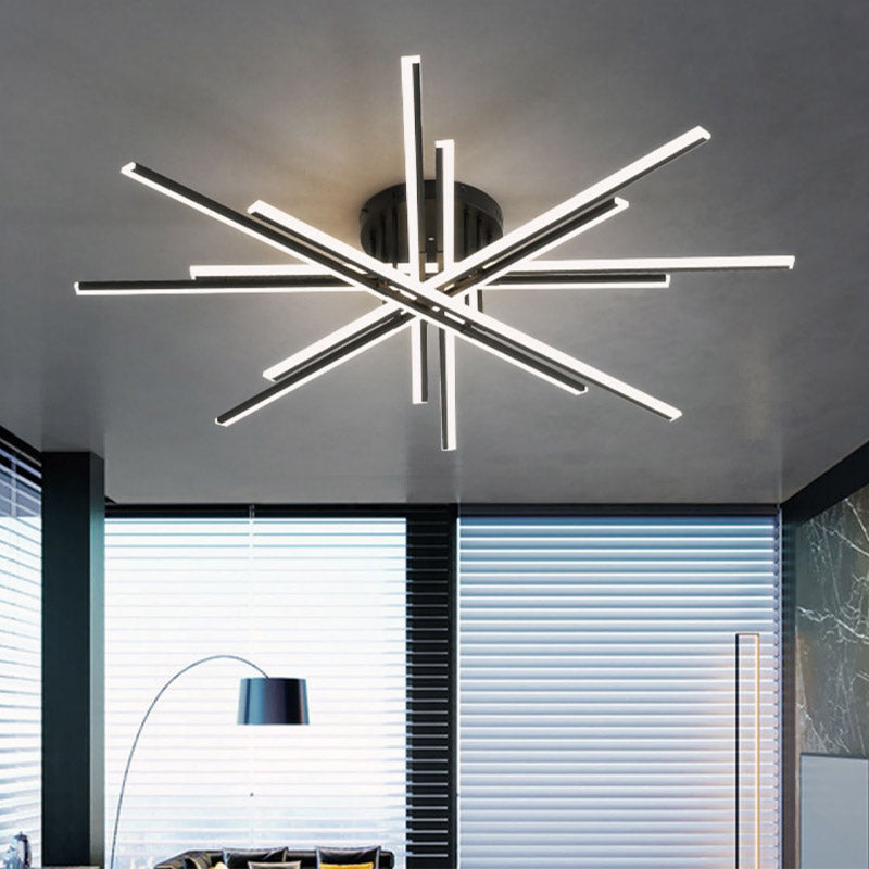 New Modern Linear Sputnik Flush Mount Ceiling Light Aluminum Living Room Flush Light