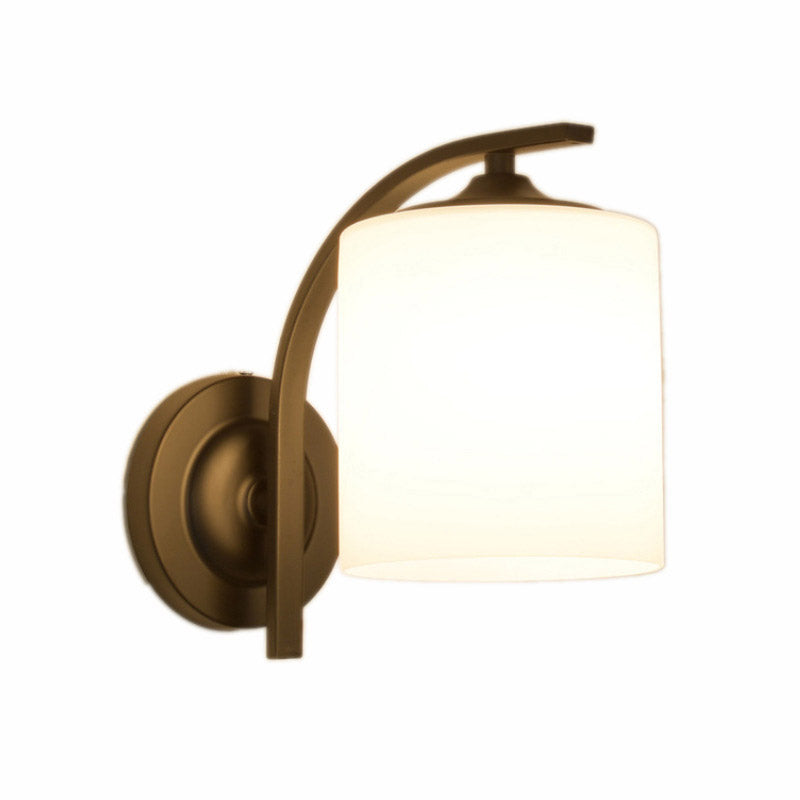Cylindre Blanc Verre murale de montant lampe 1-LIGHT VINTAGE ÉCLAIRAGE MUR NOIR VINTATION POUR LA CHAMBRE