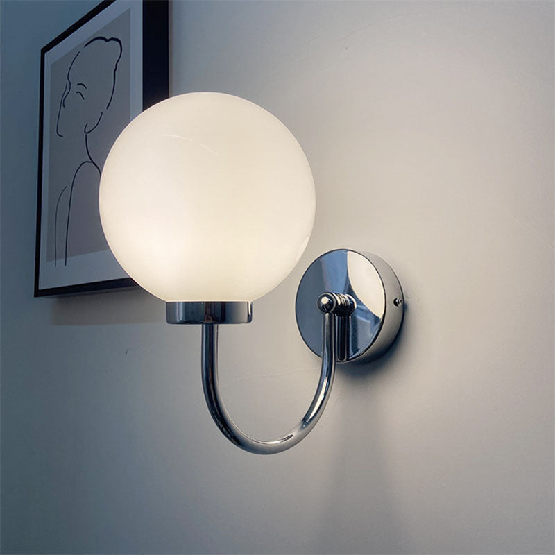 Contemporary 1-Light Wall Sconce Spherical Glass Wall Mounted Light for Living Room