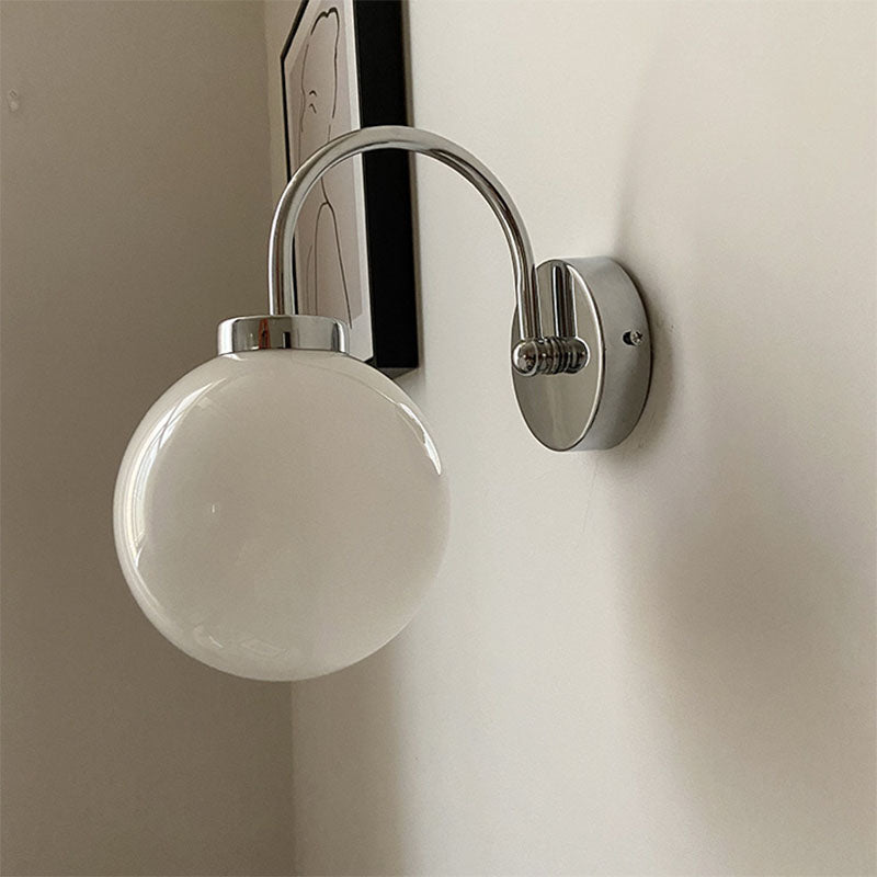 Contemporary 1-Light Wall Sconce Spherical Glass Wall Mounted Light for Living Room