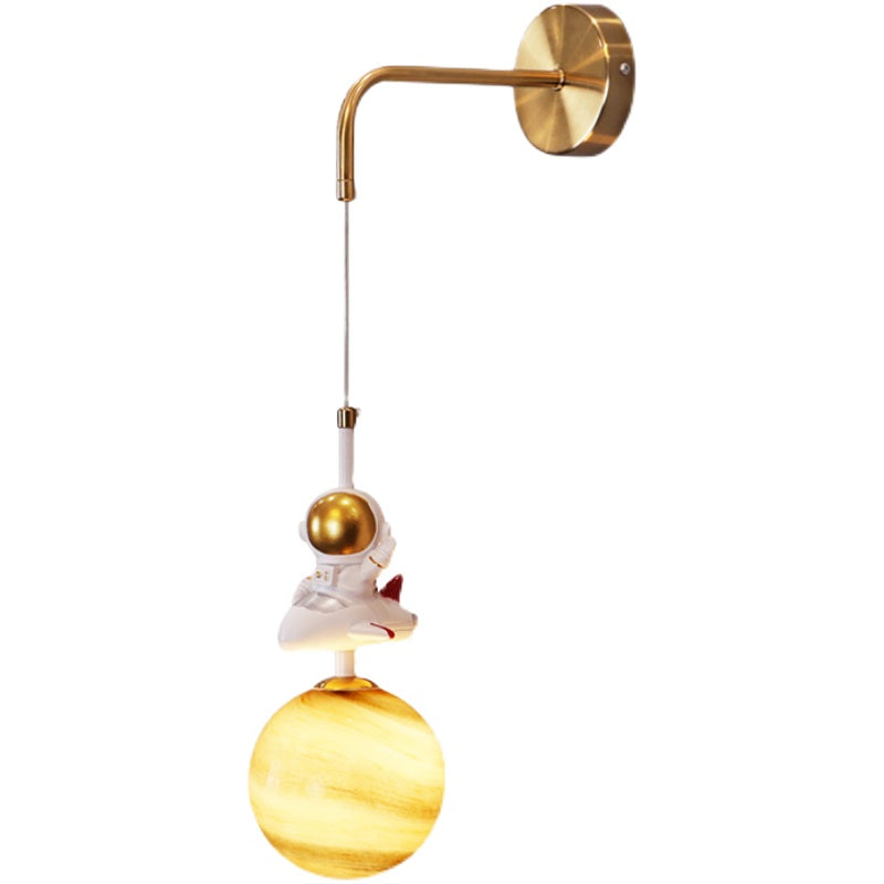1-Light Bedroom Resin Wall Lighting Contemporary Globe Sconce Light in Gold