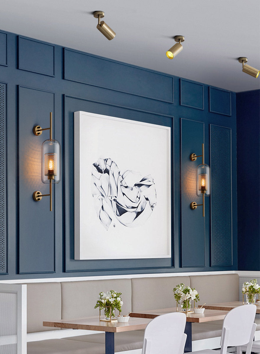 1 Licht industrielle klare Glaswandleuchte Goldwandlampe für Schlafzimmer