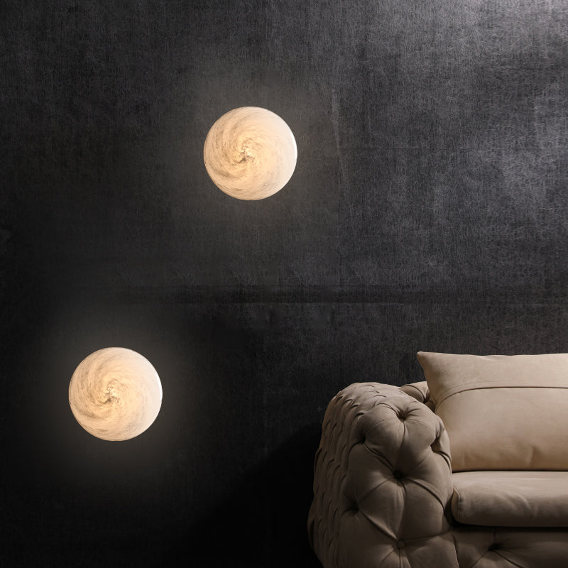 Contemporary Glass Wall Lighting 1-Light Circle Sconce Light for Bedroom