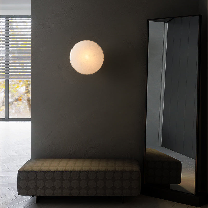 Contemporary Glass Wall Lighting 1-Light Circle Sconce Light for Bedroom