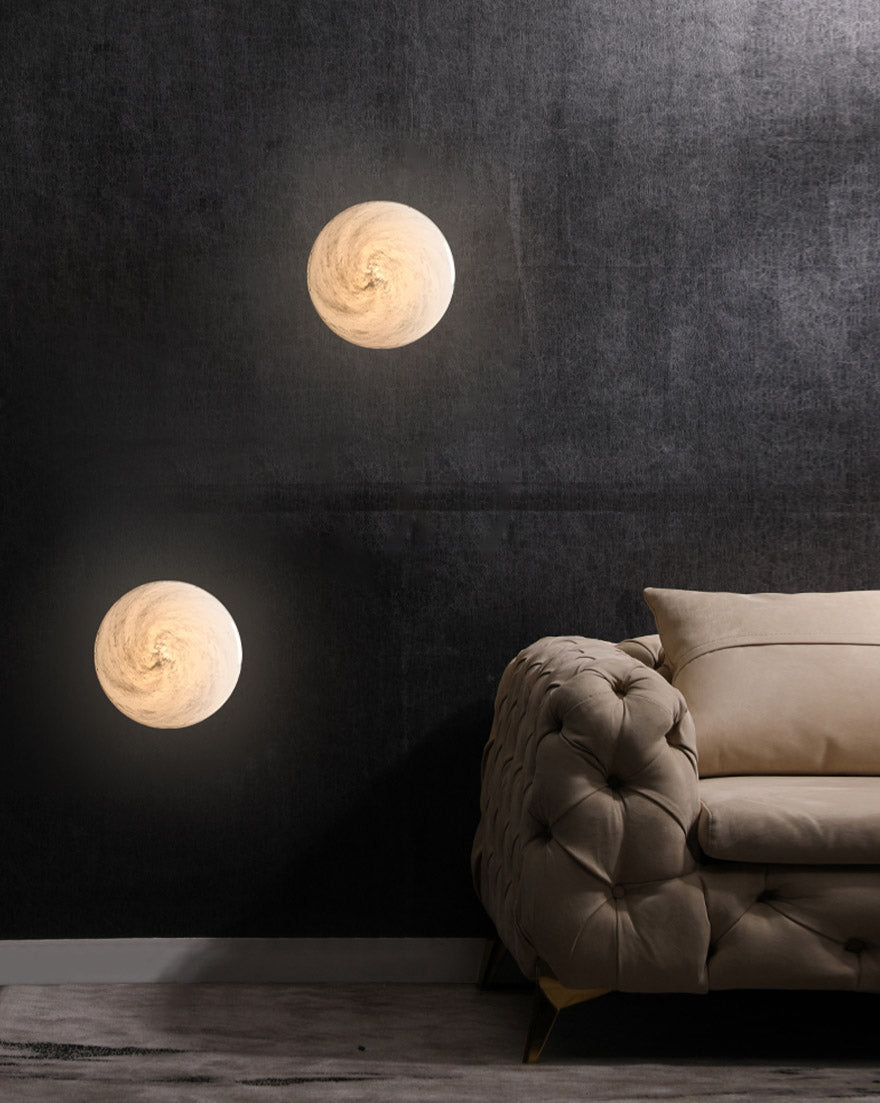 Contemporary Glass Wall Lighting 1-Light Circle Sconce Light for Bedroom