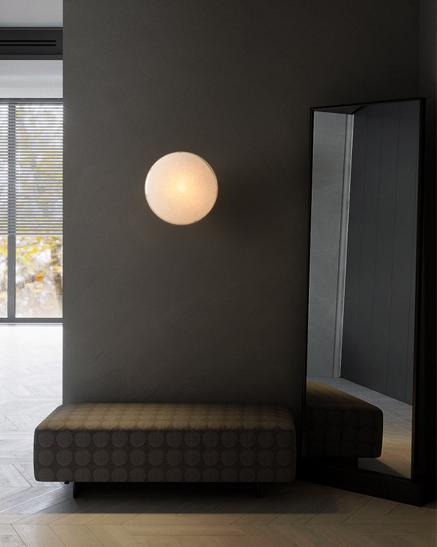 Contemporary Glass Wall Lighting 1-Light Circle Sconce Light for Bedroom