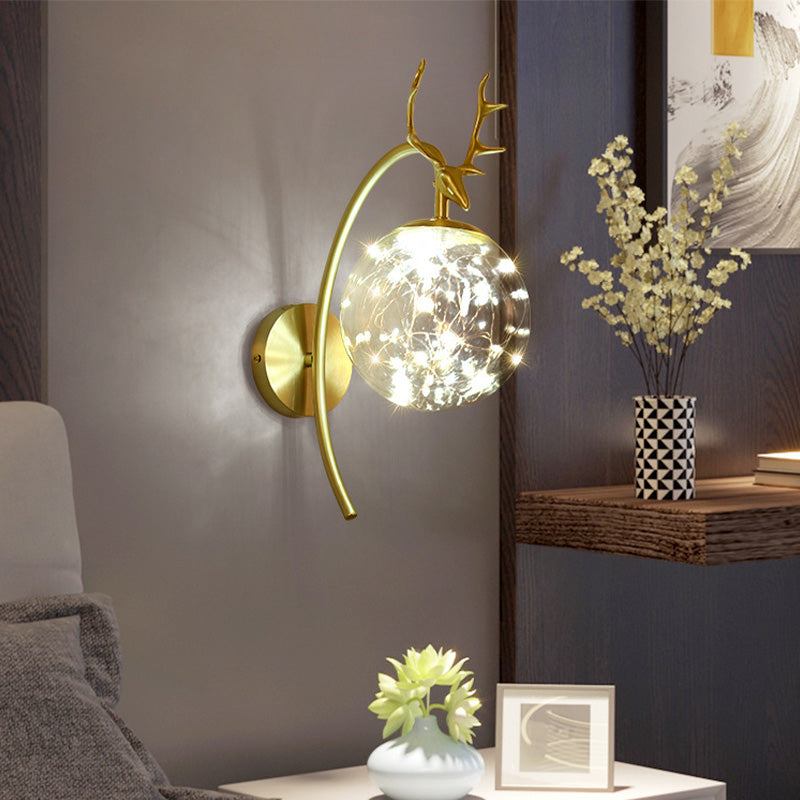 Lampade a parete in vetro trasparente globo a 1 luce moderna a montaggio a parete per soggiorno