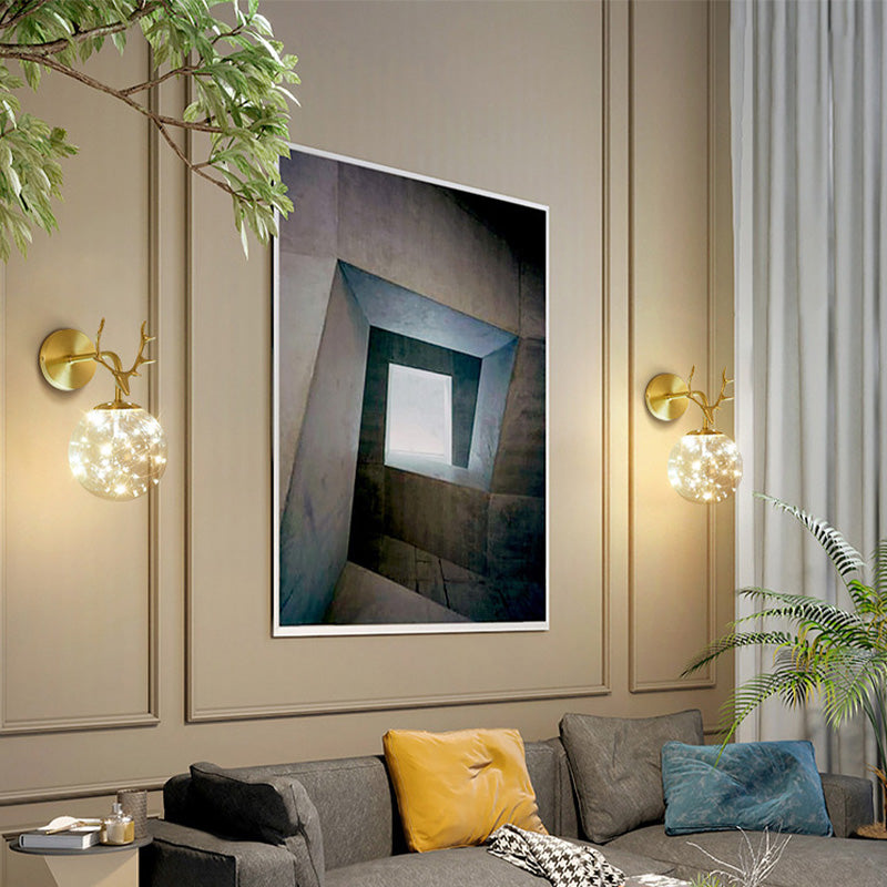 Lampade a parete in vetro trasparente globo a 1 luce moderna a montaggio a parete per soggiorno