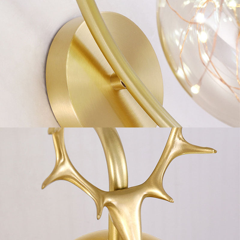 Lampade a parete in vetro trasparente globo a 1 luce moderna a montaggio a parete per soggiorno