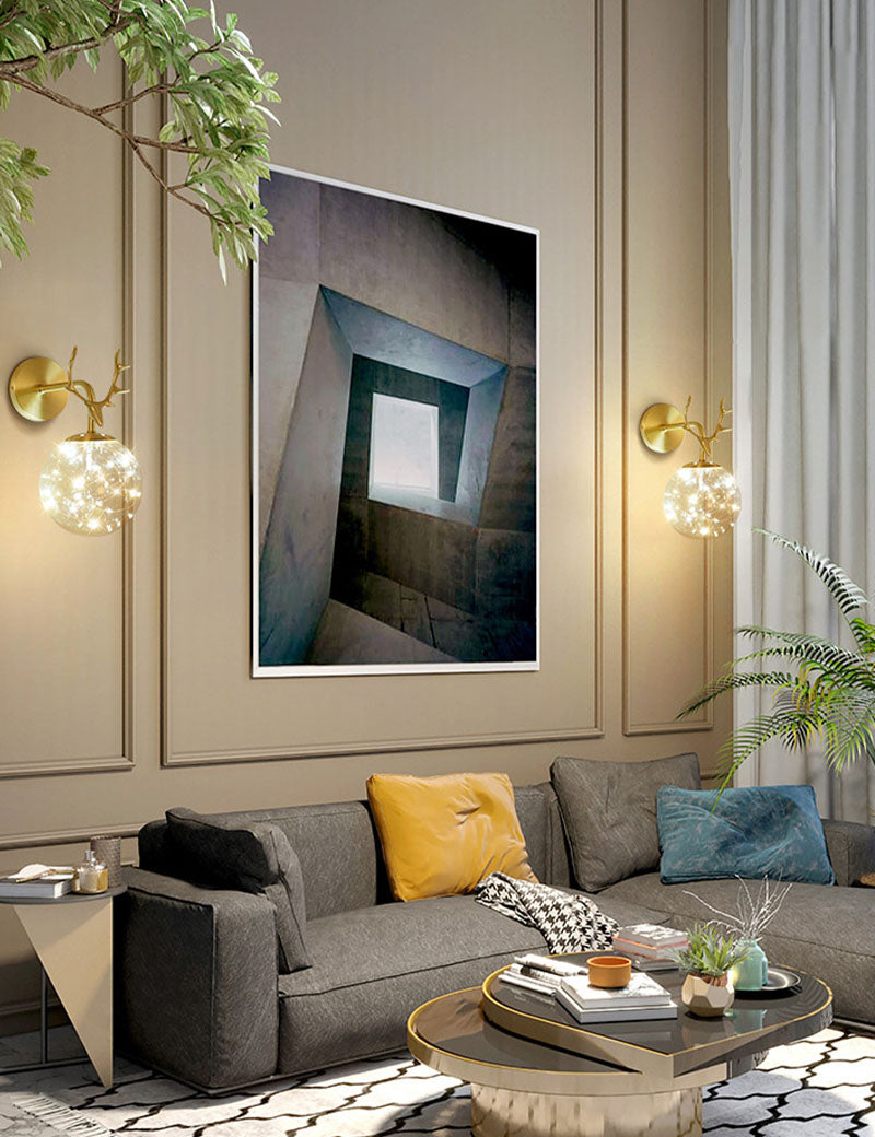 Lampade a parete in vetro trasparente globo a 1 luce moderna a montaggio a parete per soggiorno