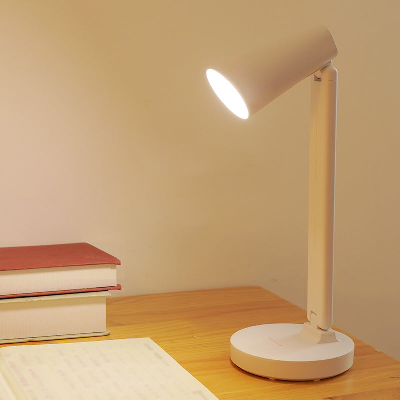 Rechargeable White Conical Table Lamp Nordic Plastic LED Reading Book Light for Study Room
