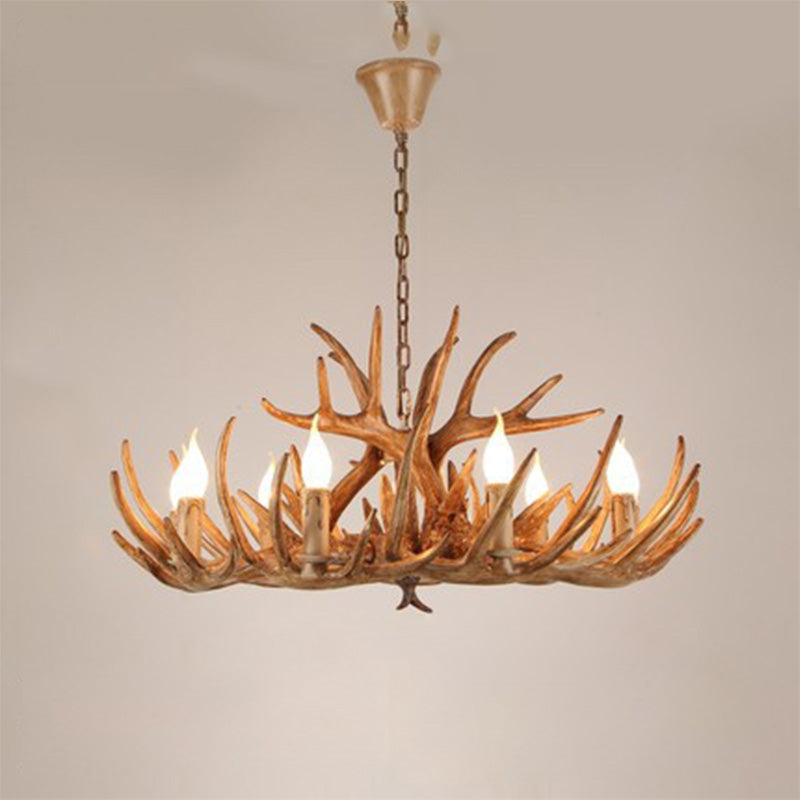 Resin Antler Chandelier Lamp Rustic Restaurant Bar Living Room Ceiling Hanging Light Fixture