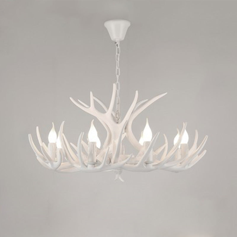Resin Antler Chandelier Lamp Rustic Restaurant Bar Living Room Ceiling Hanging Light Fixture