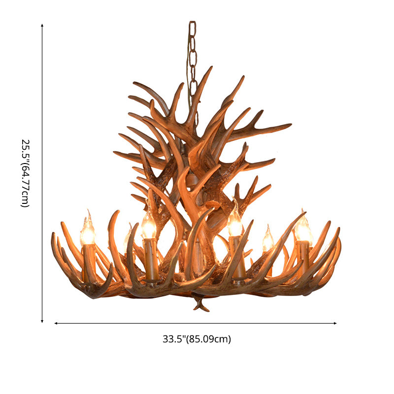 Resin Antler Chandelier Lamp Rustic Restaurant Bar Living Room Ceiling Hanging Light Fixture