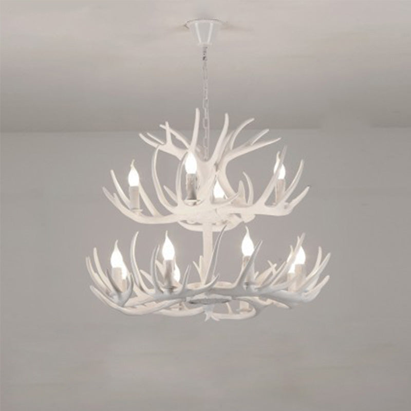Resin Antler Chandelier Lamp Rustic Restaurant Bar Living Room Ceiling Hanging Light Fixture