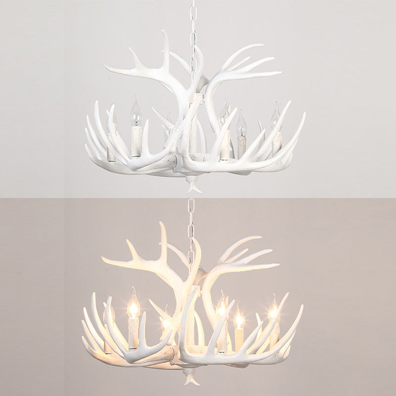 Resin Antler Chandelier Lamp Rustic Restaurant Bar Living Room Ceiling Hanging Light Fixture