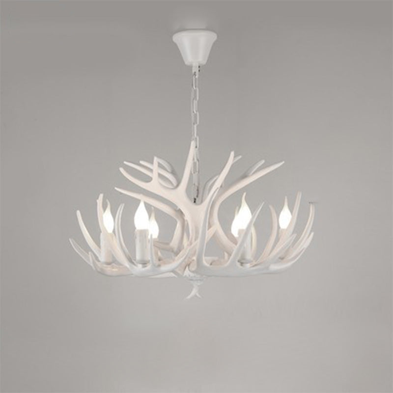 Resin Antler Chandelier Lamp Rustic Restaurant Bar Living Room Ceiling Hanging Light Fixture