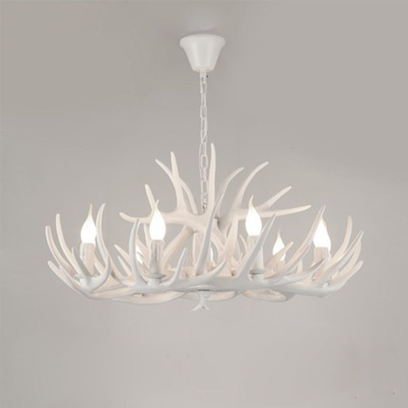 Resin Antler Chandelier Lamp Rustic Restaurant Bar Living Room Ceiling Hanging Light Fixture