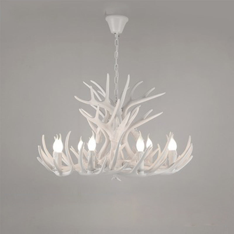 Resin Antler Chandelier Lamp Rustic Restaurant Bar Living Room Ceiling Hanging Light Fixture