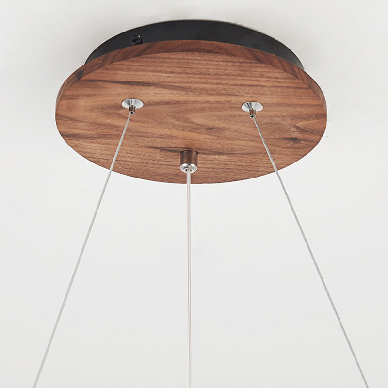 Contemporary Wood Hanging Light Fixtures Rounded Chandelier for Dining Room