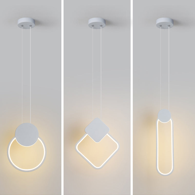 Acrylic Geometric LED Pendant Light in Modern Simplicity Wrought Iron Hanging Lamp for Living Room