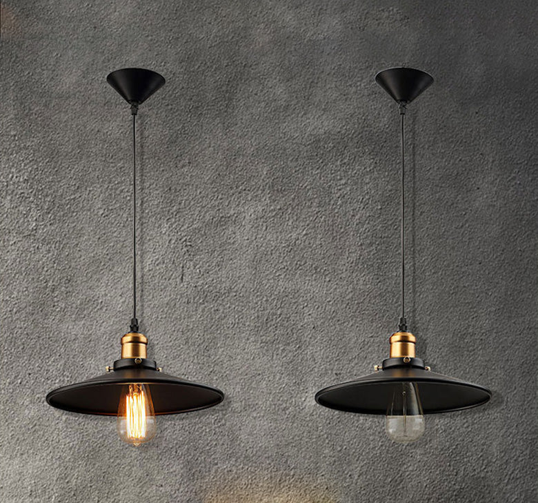 Cono nero a ciondolo singolo luce in stile retrò industriale lampada sospesa per sala da pranzo