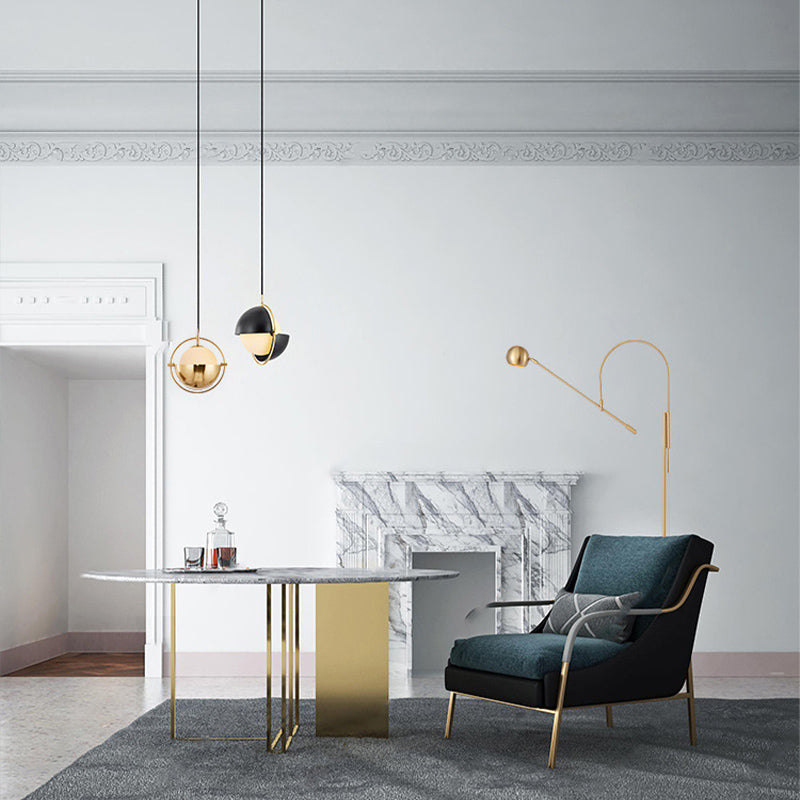 Globe single hanglamp in moderne creatieve stijl smeedijzeren hangende lamp met glazen schaduw