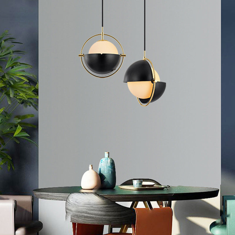 Globe single hanglamp in moderne creatieve stijl smeedijzeren hangende lamp met glazen schaduw