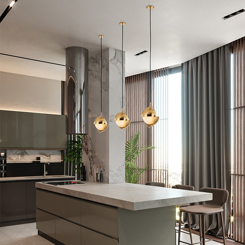 Globe single hanglamp in moderne creatieve stijl smeedijzeren hangende lamp met glazen schaduw