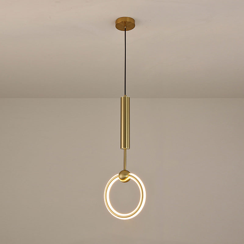 Gouden cirkelvormige led hanglamp in moderne eenvoud smeedijzeren hangende lamp met siliconen schaduw