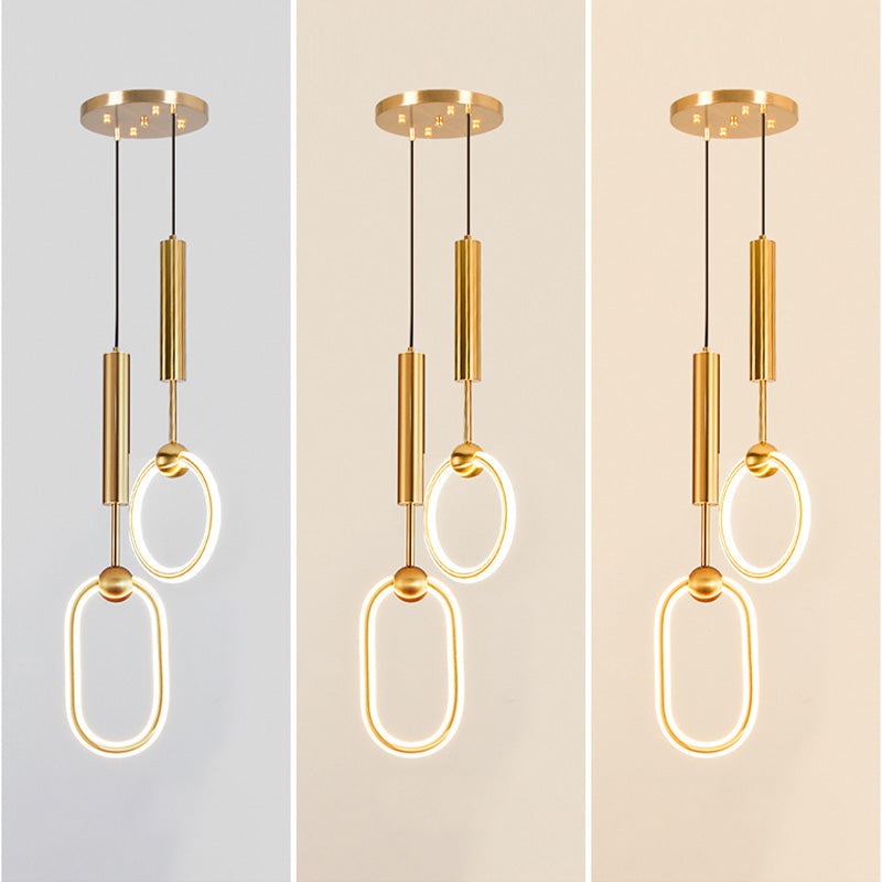 Gouden cirkelvormige led hanglamp in moderne eenvoud smeedijzeren hangende lamp met siliconen schaduw