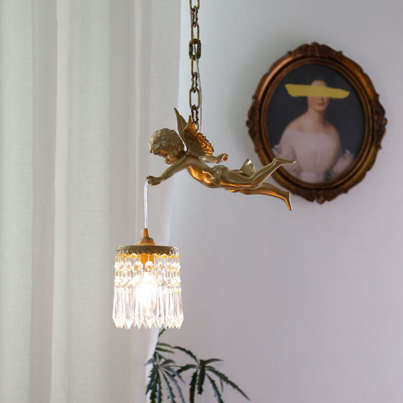 1 Light Cylinder Pendant Lighting Modern Crystal Pendant Ceiling Lights for Restaurant