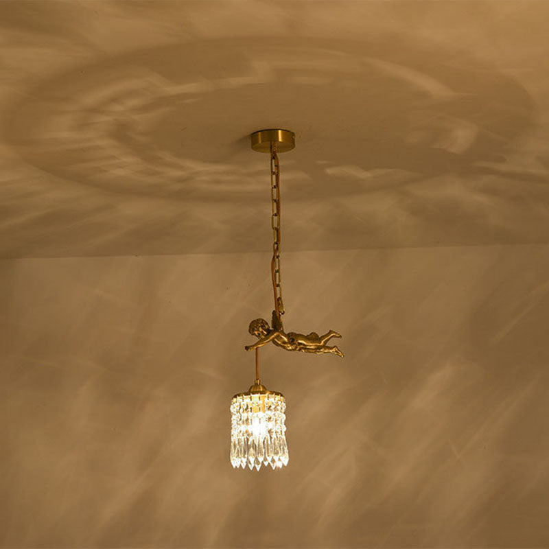 1 Light Cylinder Pendant Lighting Modern Crystal Pendant Ceiling Lights for Restaurant